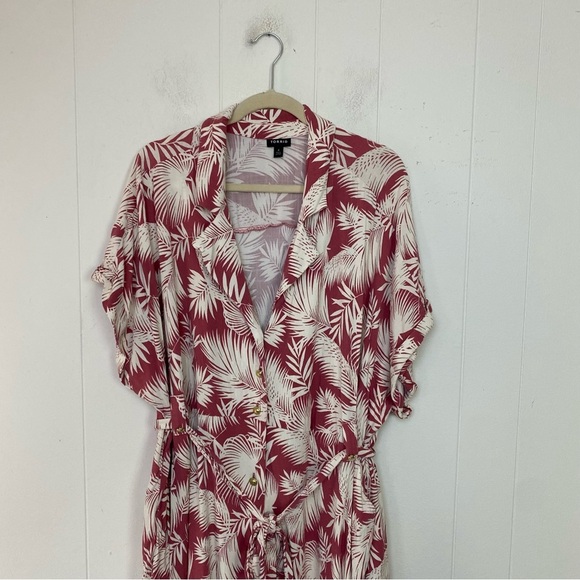 Torrid Collared Dress shirt Dress Size 4X Shaded Palm Button Front Rayon Pink - Picture 8 of 15